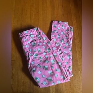 Charter Club Pink Hydrangea Bristol Printed Skinny Ankle Jeans Pants, Size 8